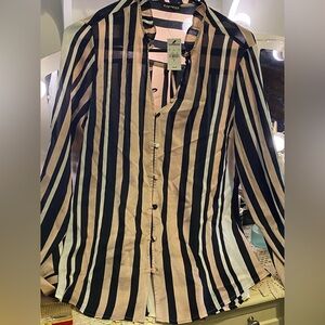 Express Black and Cream Striped Blouse